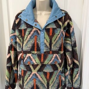 Billabong Multicolor Faux Fur Pullover, size M